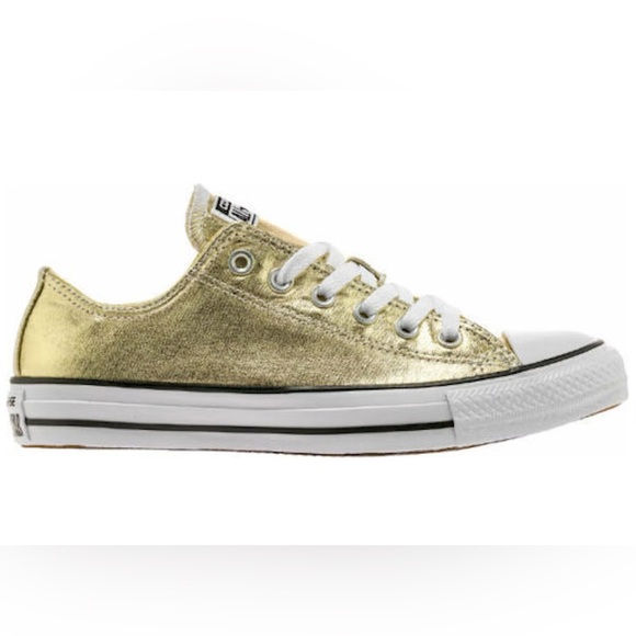 Converse| Metallic Gold Glitter Low Top Casual Sneaker - Picture 1 of 10
